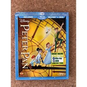 Disney Peter Pan Blu-ray DVD Combo Pack Diamond Edition Blue Excellent Slipcover